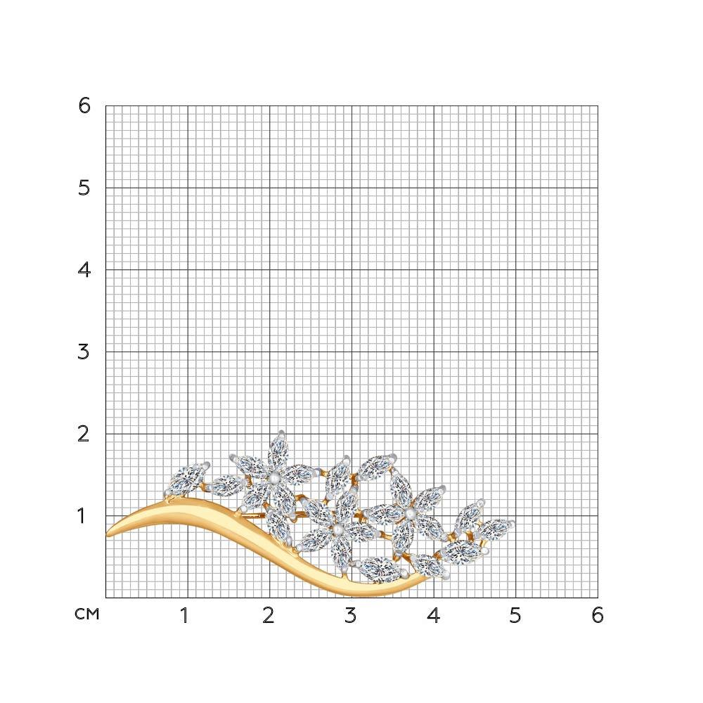 Брошь SOKOLOV из серебра с фианитами 93040019