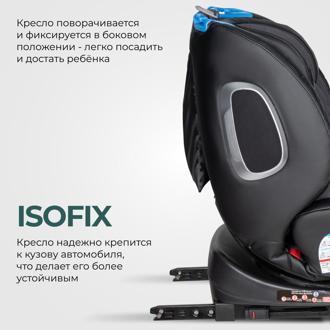 Автокресло детское Farfello ISOFIX YB102A экокожа, Темно-серый - купить в  Farfello, цена на Мегамаркет