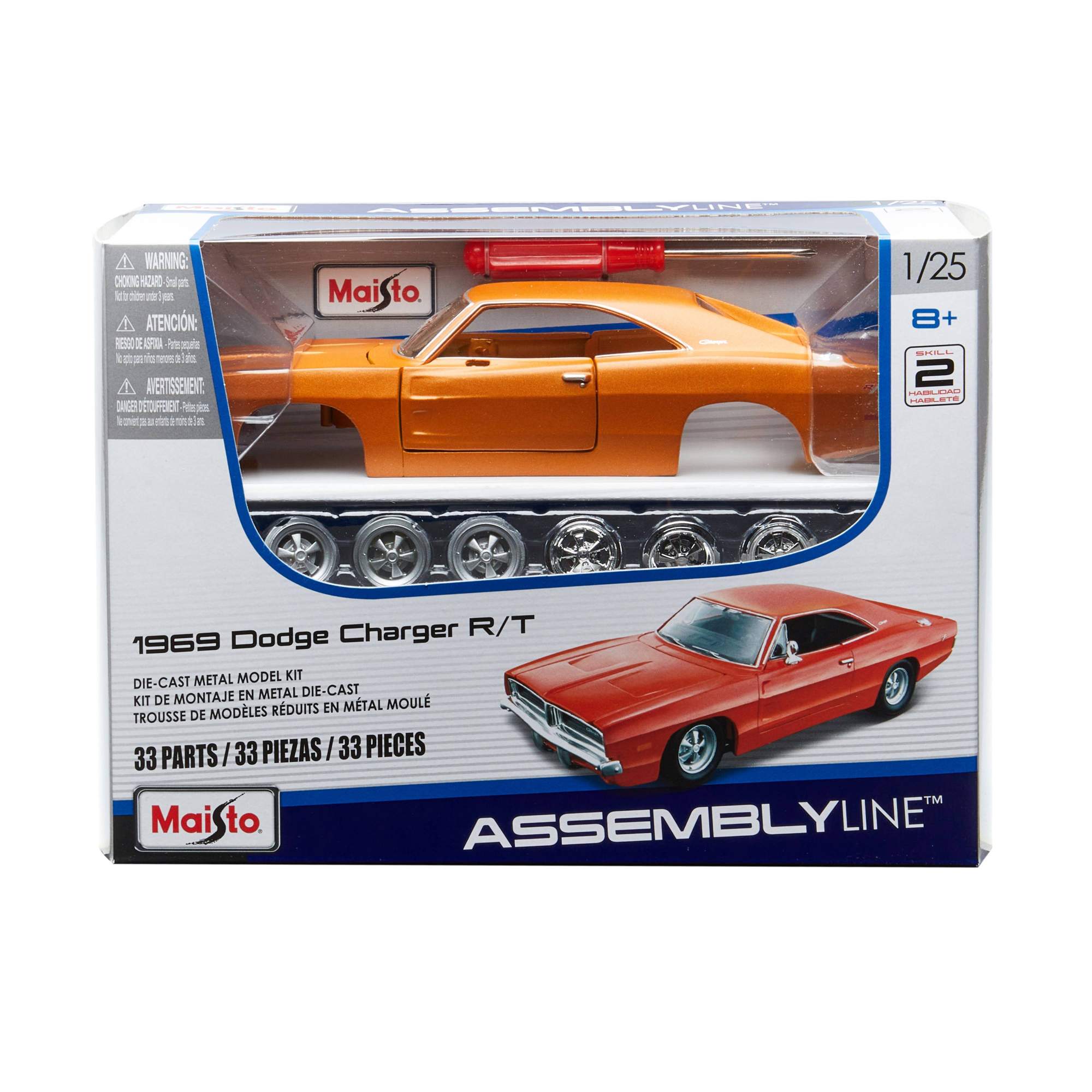 Maisto Сборная модель машины 1:24 1969 Dodge Charger R/T SPAL, оранжевая  39256 – купить в Москве, цены в интернет-магазинах на Мегамаркет