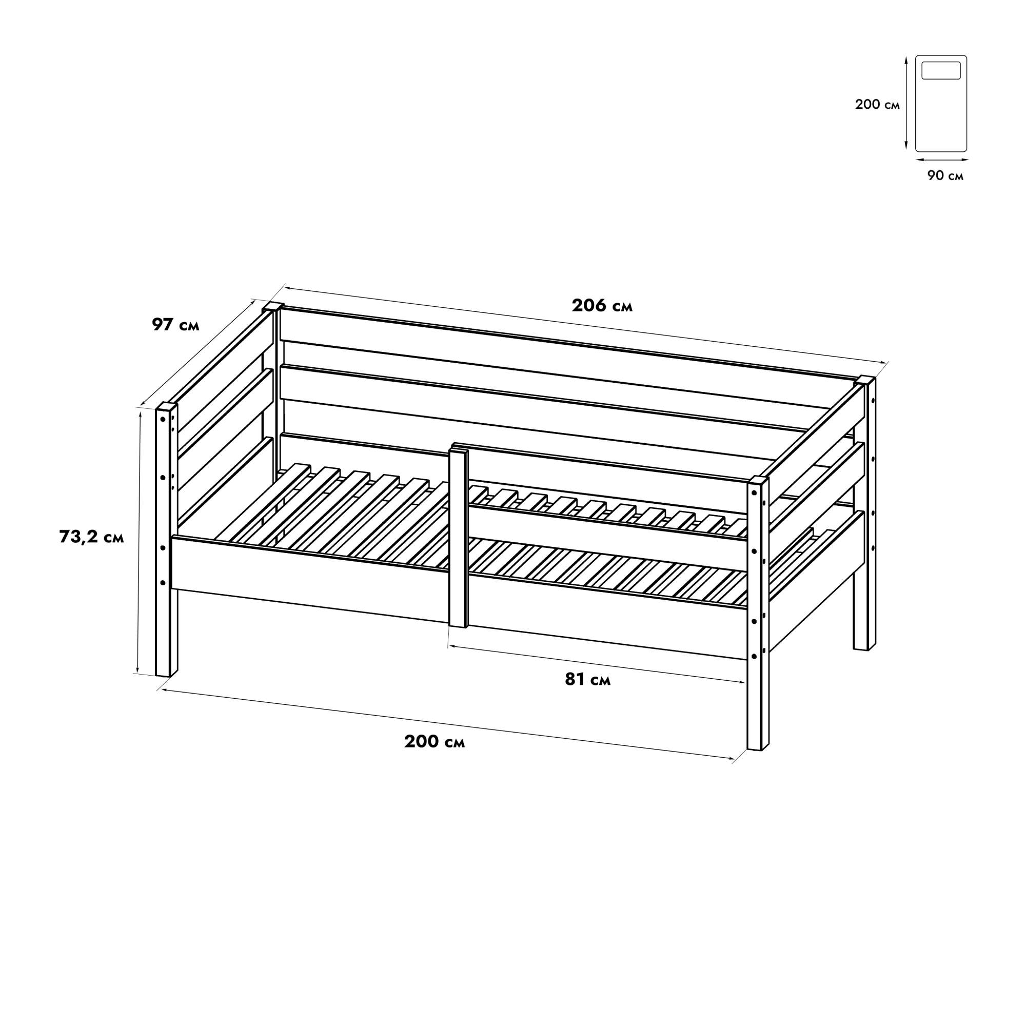 Размеры детской кровати от 3 лет с бортами