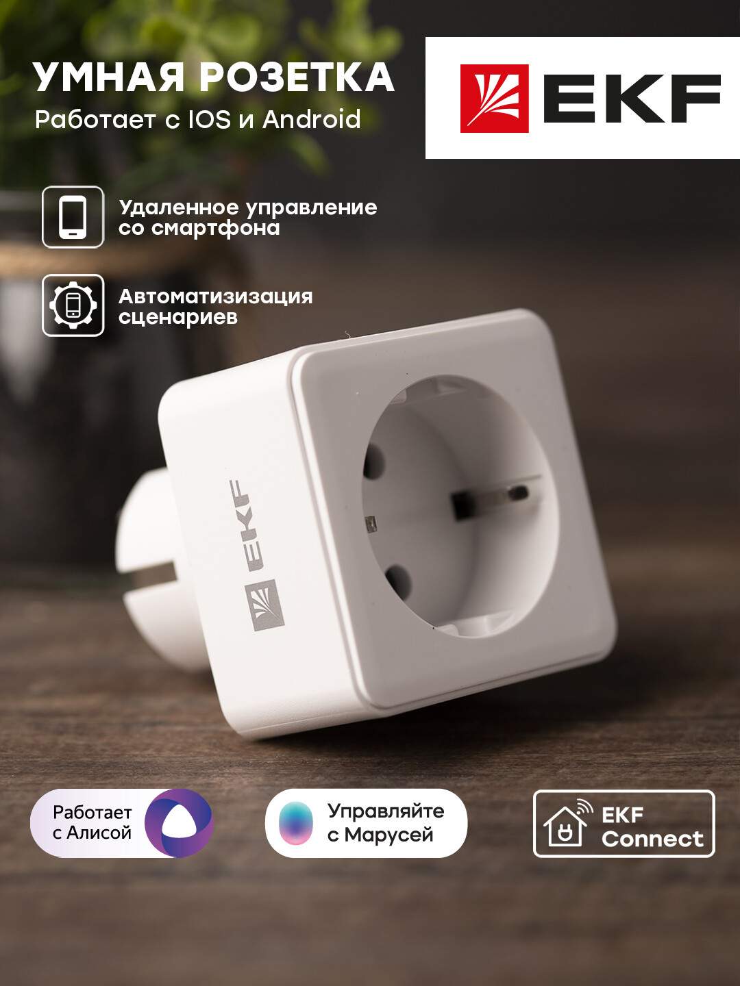 Умная розетка EKF Сonnect Wi-Fi белая RCS-1-WF - отзывы покупателей на  маркетплейсе Мегамаркет | Артикул: 600003945752