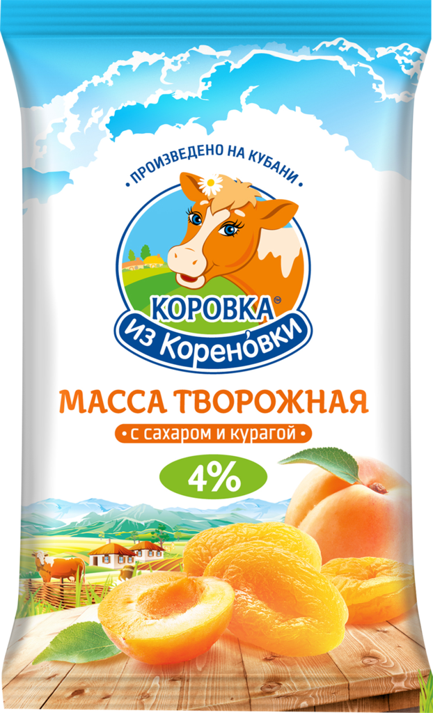 Купить масса творожная Коровка из Кореновки с курагой 40 г, цены на Мегамаркет | Артикул: 100028189822