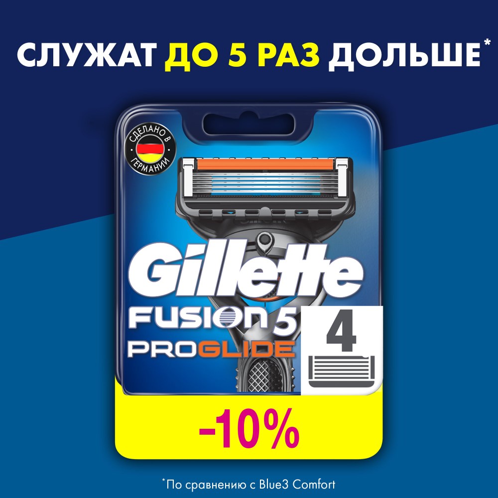 Купить сменные кассеты Gillette Fusion5 ProGlide 4 шт, цены на Мегамаркет | Артикул: 100001553658