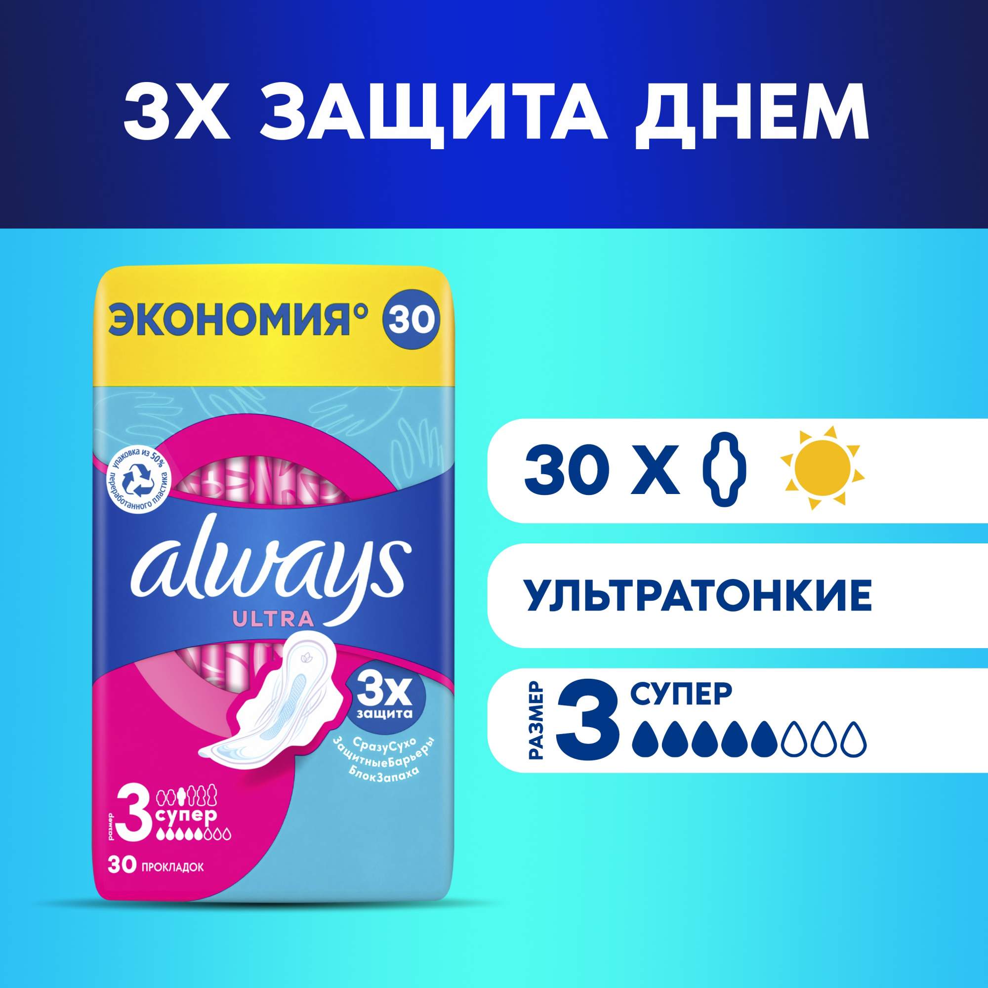 Купить прокладки always Ultra Super Quatro 30шт, цены на Мегамаркет | Артикул: 100001553819