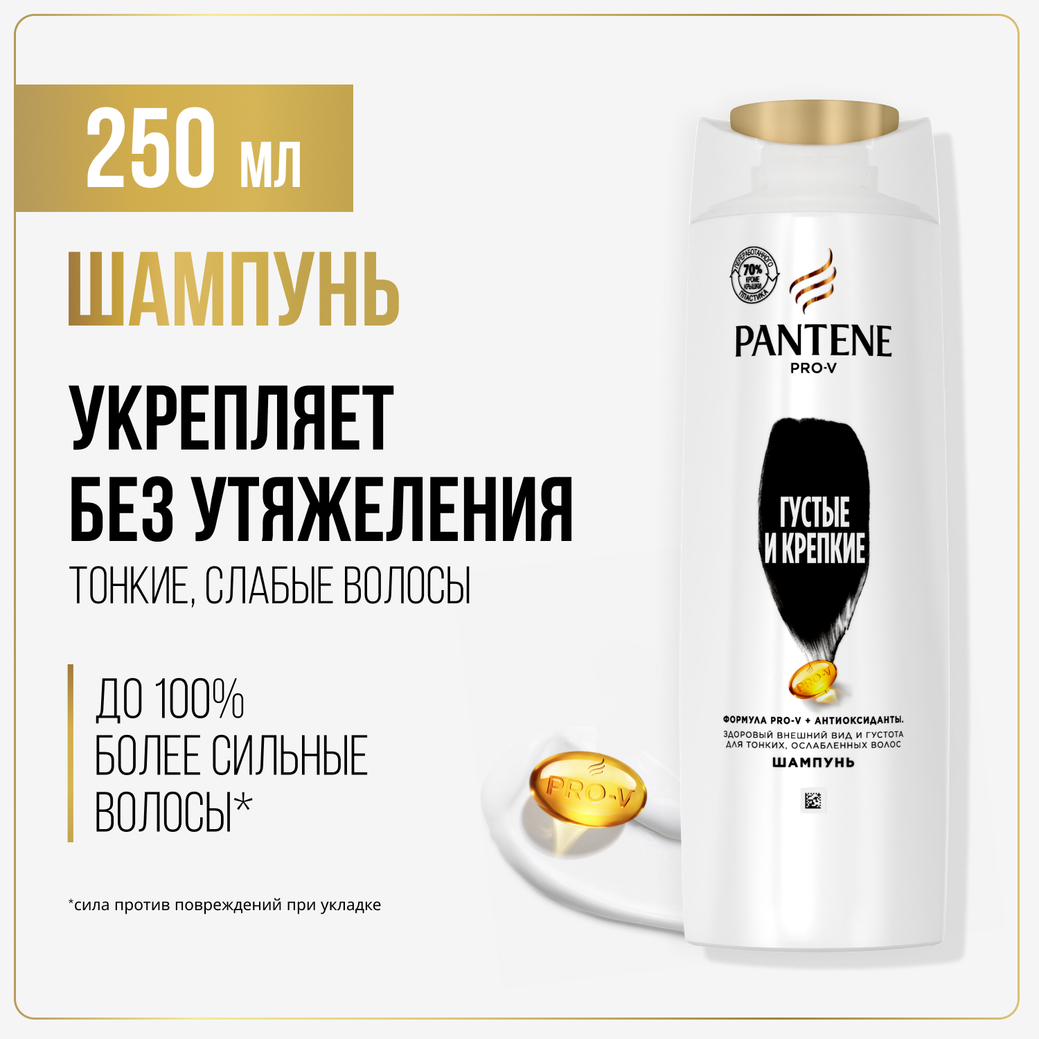 Купить шампунь Pantene Pro-V интенсивный уход Густые и крепкие 250 мл, цены на Мегамаркет | Артикул: 100001553945