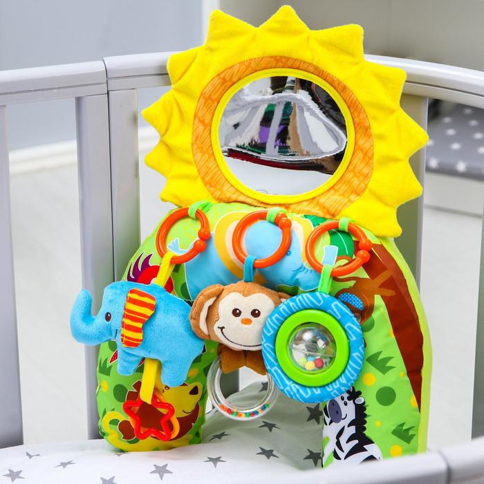 Мягкая игрушка-подушка развивающая Гусеница Rainbow (в сумке, карточки) MC 040701-01 Масик