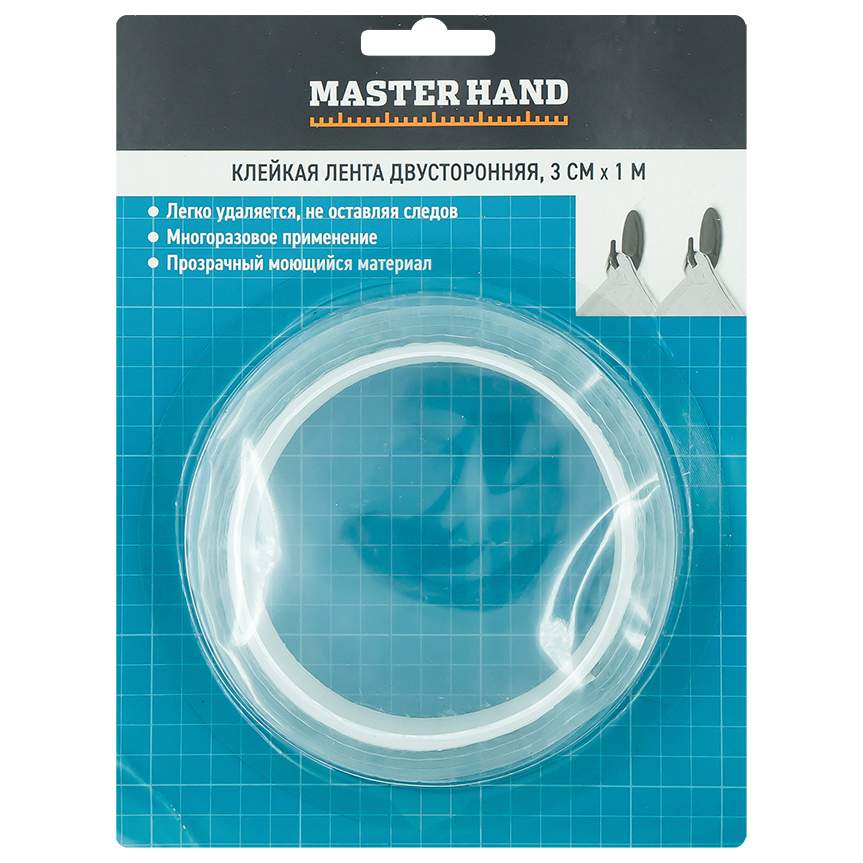 Клейкая лента двусторонняя, Master Hand, 3 см х 1 м - купить в Fix Price - СберМаркет, цена на Мегамаркет