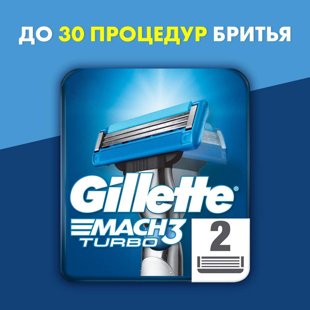 Сменные кассеты Gillette Mach3 Turbo 2 шт - купить в GromMarket, цена на Мегамаркет