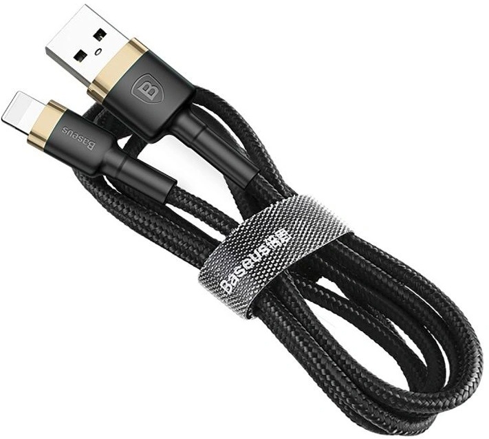 Кабель Baseus cafule Cable USB For lightning 1.5A 2M Gold+Black CALKLF-CV1