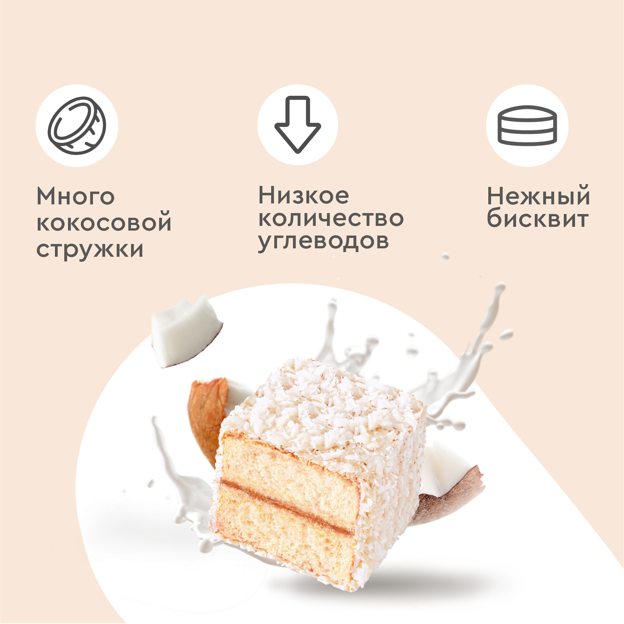 Протеиновые пирожные Lamington без сахара (молочный), 8шт х 50г, 190 ккал -  отзывы покупателей на Мегамаркет | 600002925766