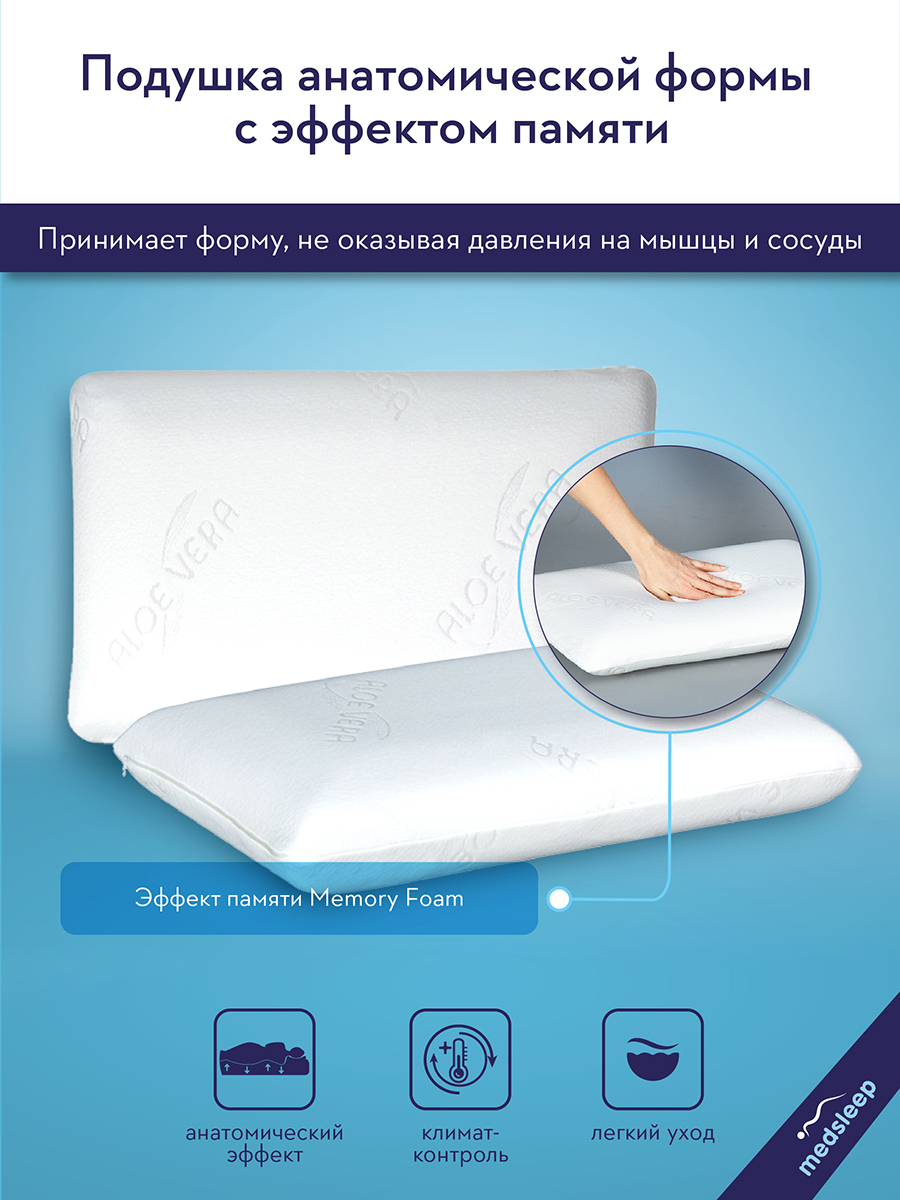 Ортопедическая подушка для сна с эффектом памяти 58х36