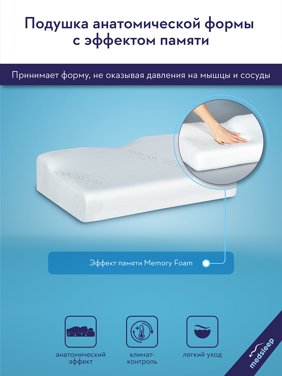 Ортопедическая подушка для сна с эффектом памяти 54х32