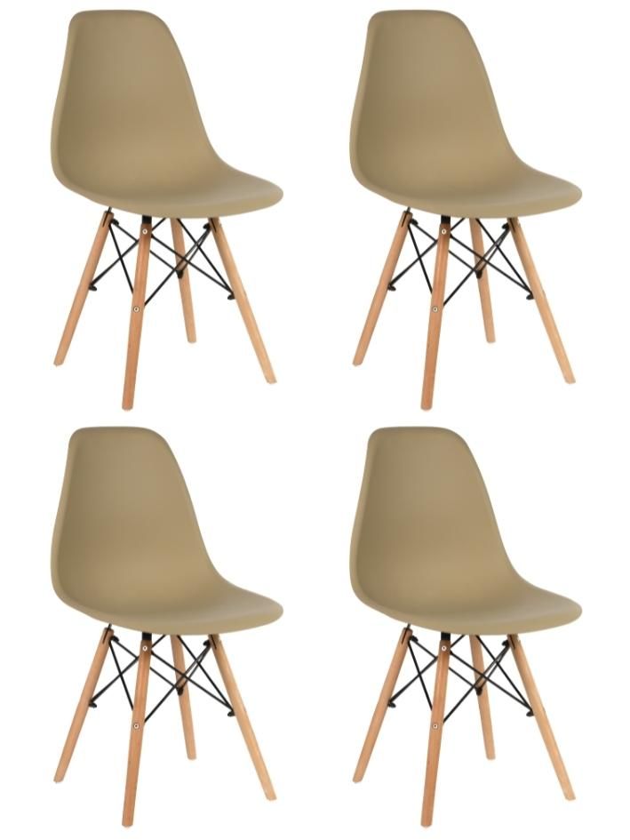 Стул для кухни СтулБержи EAMES DSW, деревянные ножки, 4 шт., кофе с молоком - купить в ООО СТУЛБЕРРИ, цена на Мегамаркет