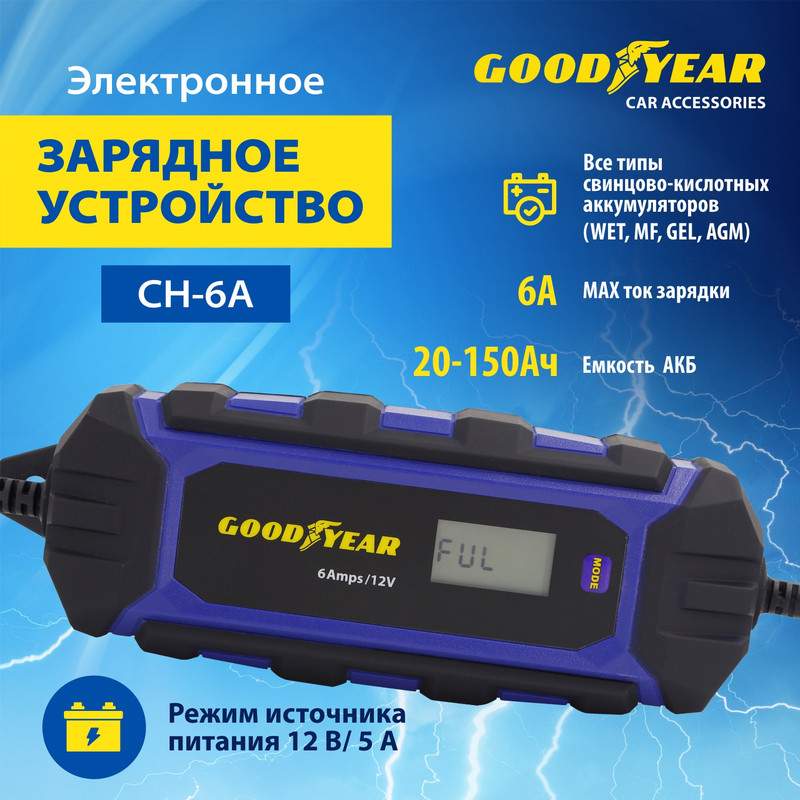 Электронное Зарядное Устройство GOODYEAR арт. GY003002 - купить в АвтоКЭМП, цена на Мегамаркет