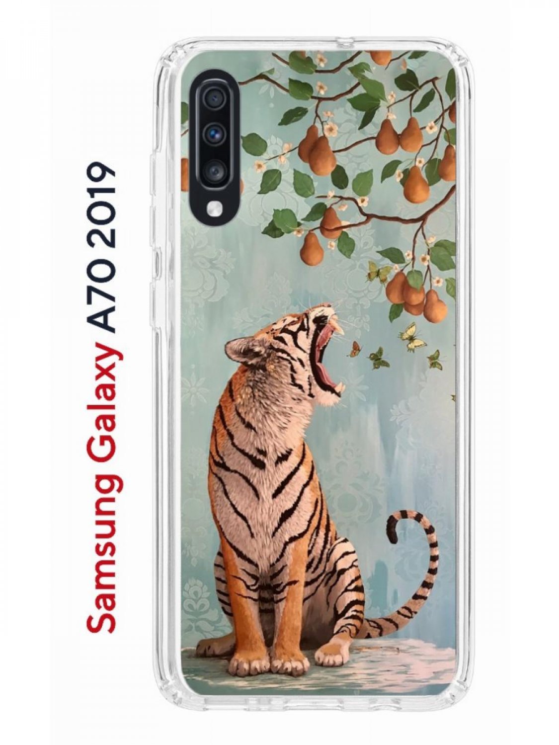 Чехол на Samsung A70 Kruche Print Тигр под деревом,противоударный бампер,с  защитой камеры, купить в Москве, цены в интернет-магазинах на Мегамаркет