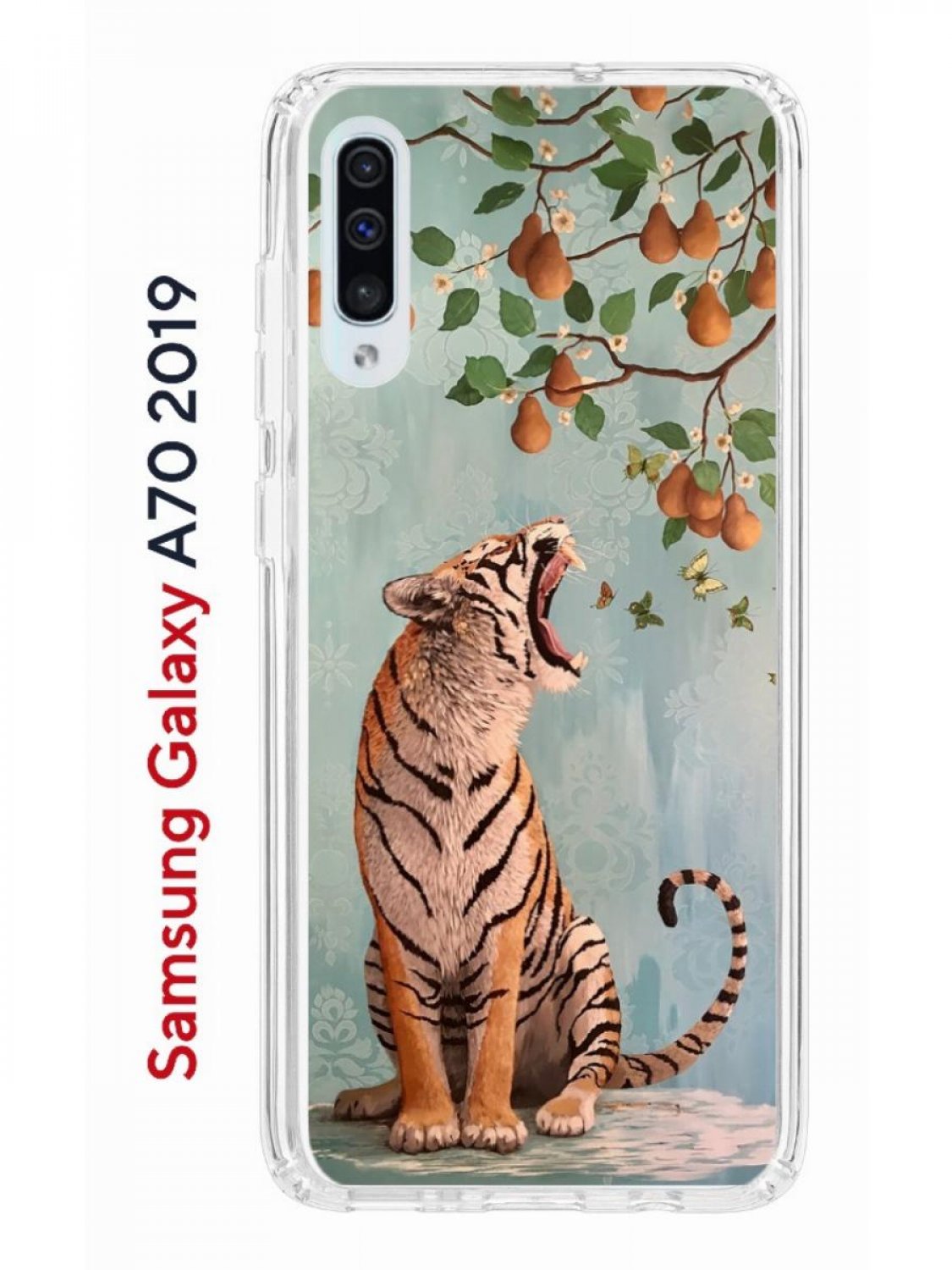 Чехол на Samsung A70 Kruche Print Тигр под деревом,противоударный бампер,с  защитой камеры, купить в Москве, цены в интернет-магазинах на Мегамаркет