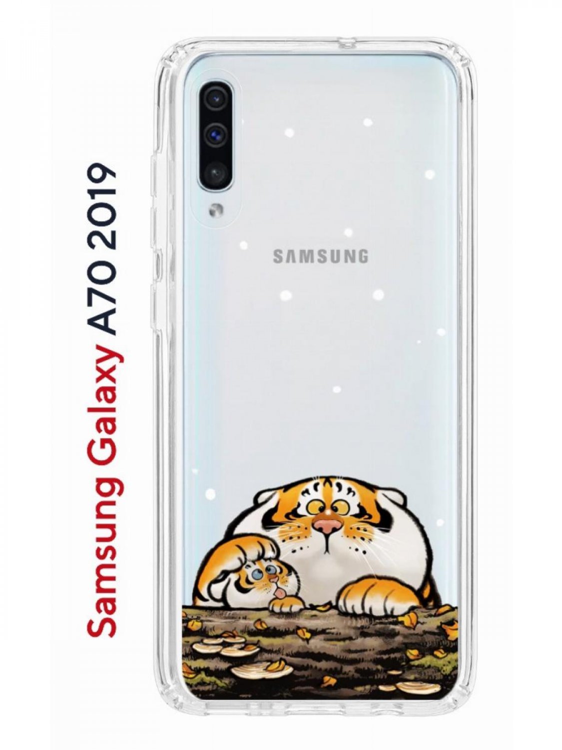 Чехол на Samsung A70 Kruche Print тигр первый снег,противоударный бампер,с  защитой камеры, купить в Москве, цены в интернет-магазинах на Мегамаркет