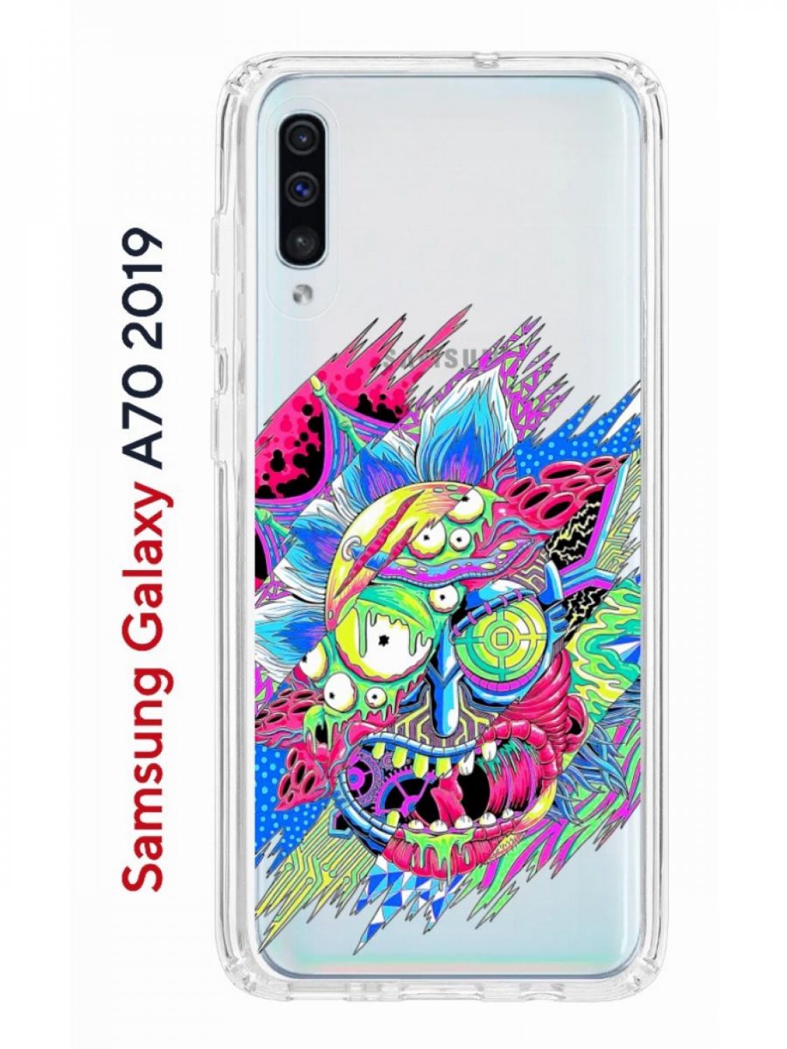 Чехол на Samsung A70 Kruche Print Многоликий Рик,противоударный бампер,с  защитой камеры, купить в Москве, цены в интернет-магазинах на Мегамаркет