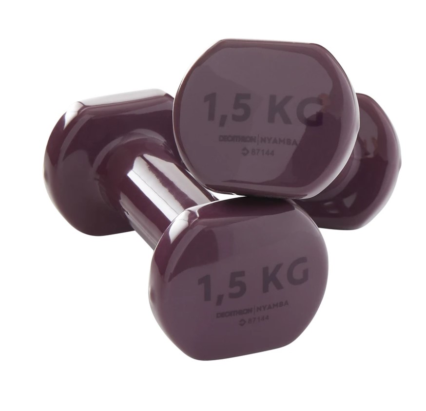  Пара гантелей для фитнеса Decathlon 1,5 кг бордовые PVC DUMBBELLS 2*1.5 Kg, KG 