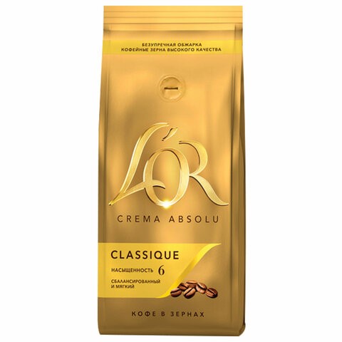 Купить кофе в зернах L’OR Crema Absolu Classique, 1000г, вакуумная упаковка, ш/к 78943, 8051298, цены на Мегамаркет | Артикул: 600003496696