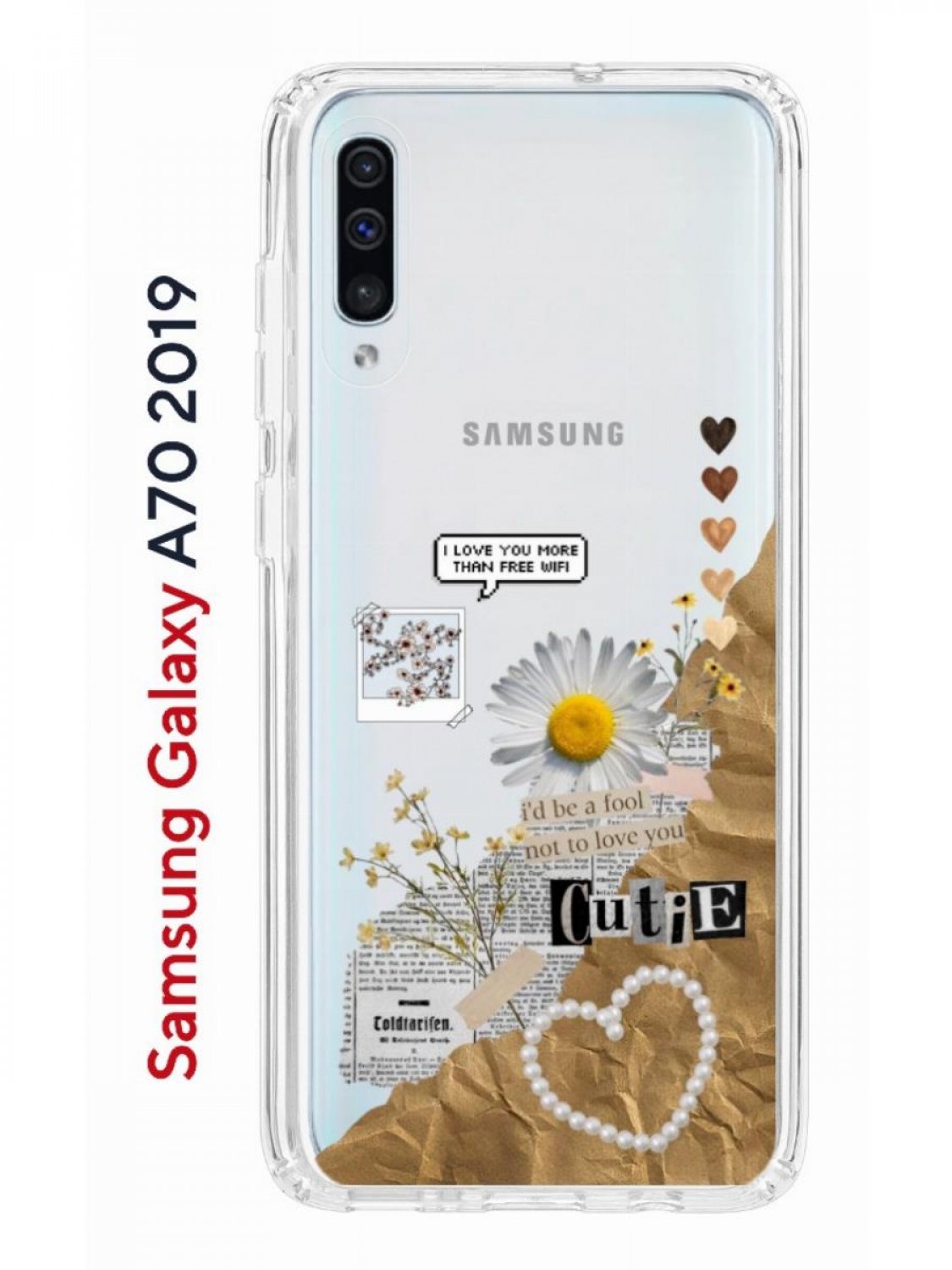 Чехол на Samsung A70 Kruche Print Крафтовые наклейки,противоударный бампер  с принтом, купить в Москве, цены в интернет-магазинах на Мегамаркет