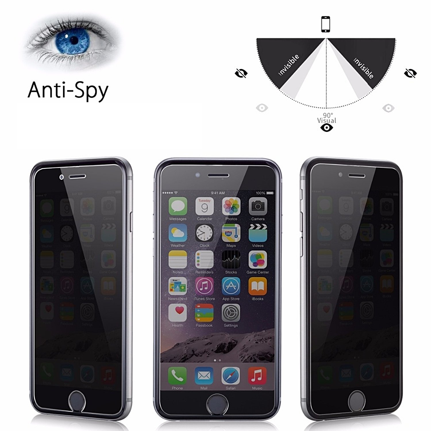 Защитное стекло для Apple iPhone 6 / 6S Amazingthing Silk Privacy Black 0.33mm