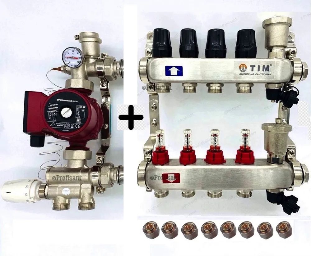 Комплект для водяного теплого пола с НАСОСОМ ДО 70 кв/м Коллектор для  отопления 4 контуров – купить в Москве, цены в интернет-магазинах на  Мегамаркет