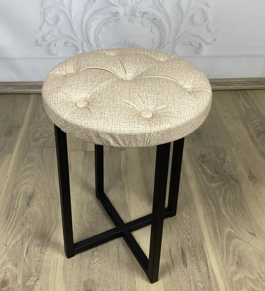 Табурет кухонный Solarius Бриз круглый, мягкое сиденье с каретной ...