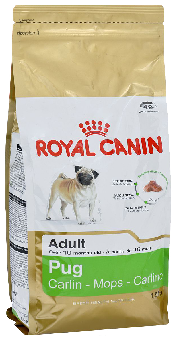 Сухой корм для собак ROYAL CANIN Pug Adult, птица, 1.5кг