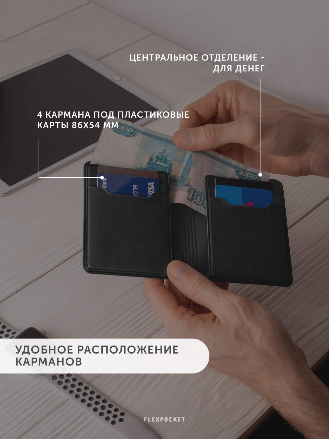 Картхолдер унисекс Flexpocket FK-4E черный-classic - купить в Москве, цены  на Мегамаркет | 600009711726