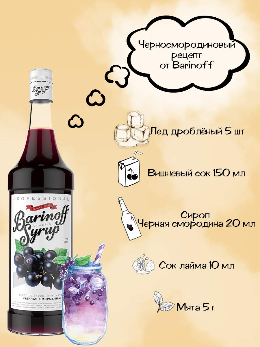 Купить сироп Barinoff Черная Смородина 1 л (для кофе, коктейлей и выпечки),  цены на Мегамаркет | Артикул: 100024026615