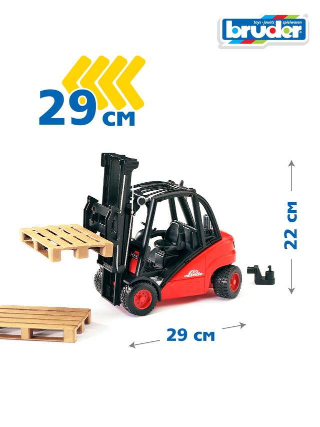 Купить погрузчик вилочный Bruder Linde h30d с паллетами, цены на Мегамаркет