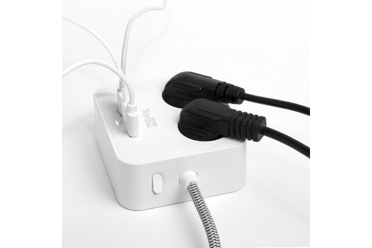 Сетевой фильтр TopON TOP-PWS2 на 2 розетки с 2 USB-A и USB-C, 4000W, 1.5 м  Белый - купить в Москве, цены на Мегамаркет | 600003993367