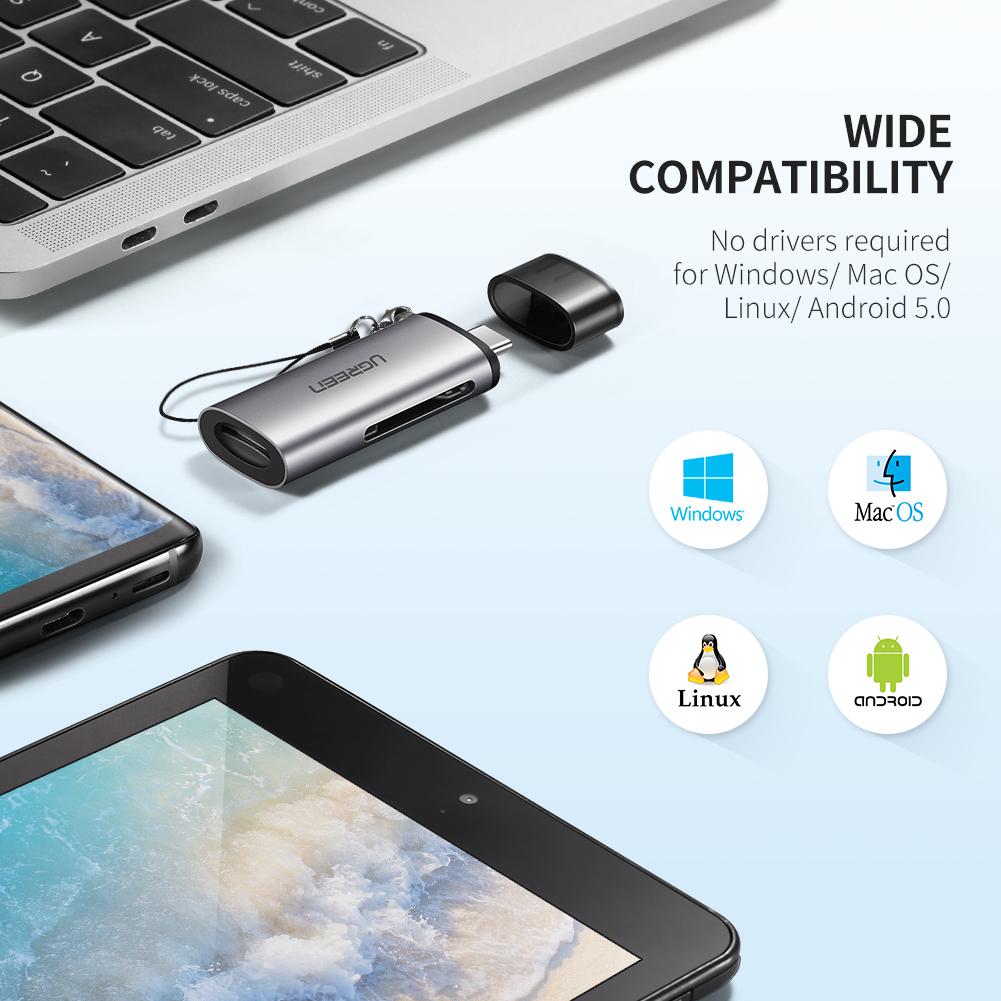 Кардридер Ugreen USB-C 3.1 для карт памяти TF / SD - USB-C SD Card Reader,  купить в Москве, цены в интернет-магазинах на Мегамаркет