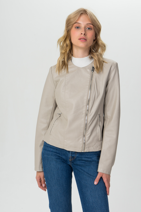 Кожаная куртка женская Tom Farr T4F W9905.14 бежевая XL