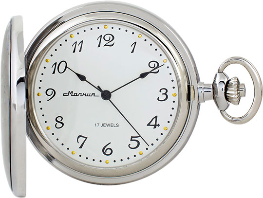 Карманные часы мужские Молния 30101 серебристые