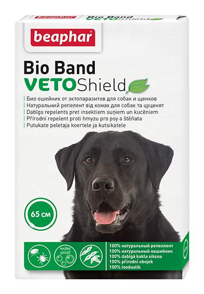 Ошейник для собак против блох, клещей, комаров Beaphar VETO Shield Bio Band зеленый, 65 см