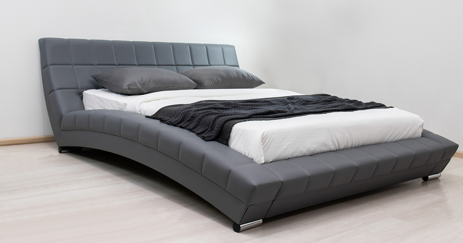 Кровать интерьерная Mobi Оливия ОРТ серый, 200х250х88 см