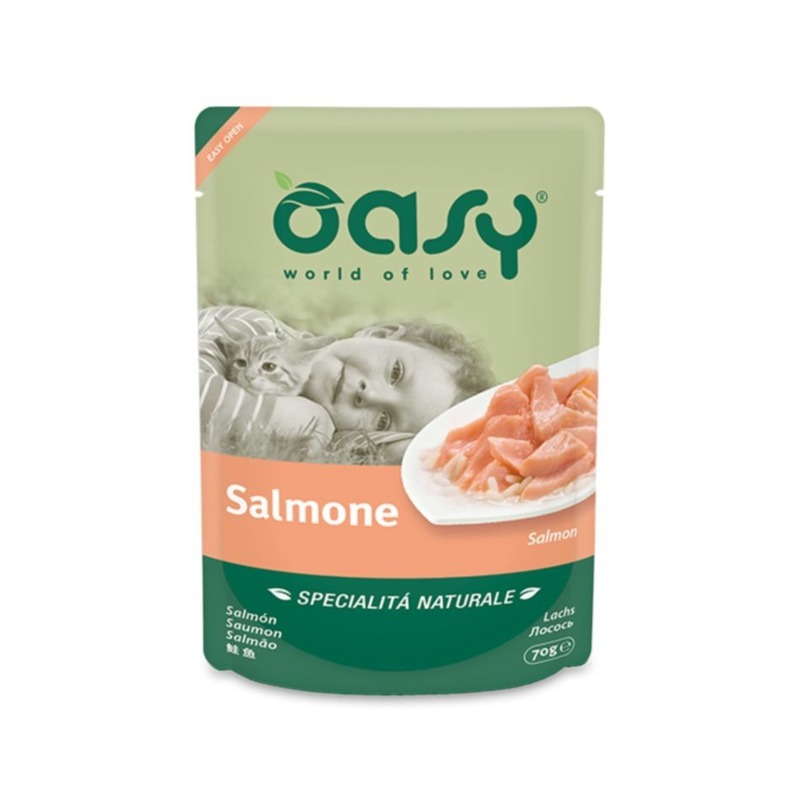 Влажный корм для кошек Oasy Specialita Naturali Salmon, лосось, 24шт, 70г