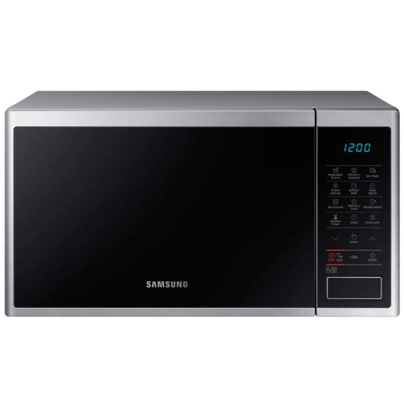 Микроволновая печь соло Samsung MS23J5133AT серебристый/черный, купить в Москве, цены в интернет-магазинах на Мегамаркет