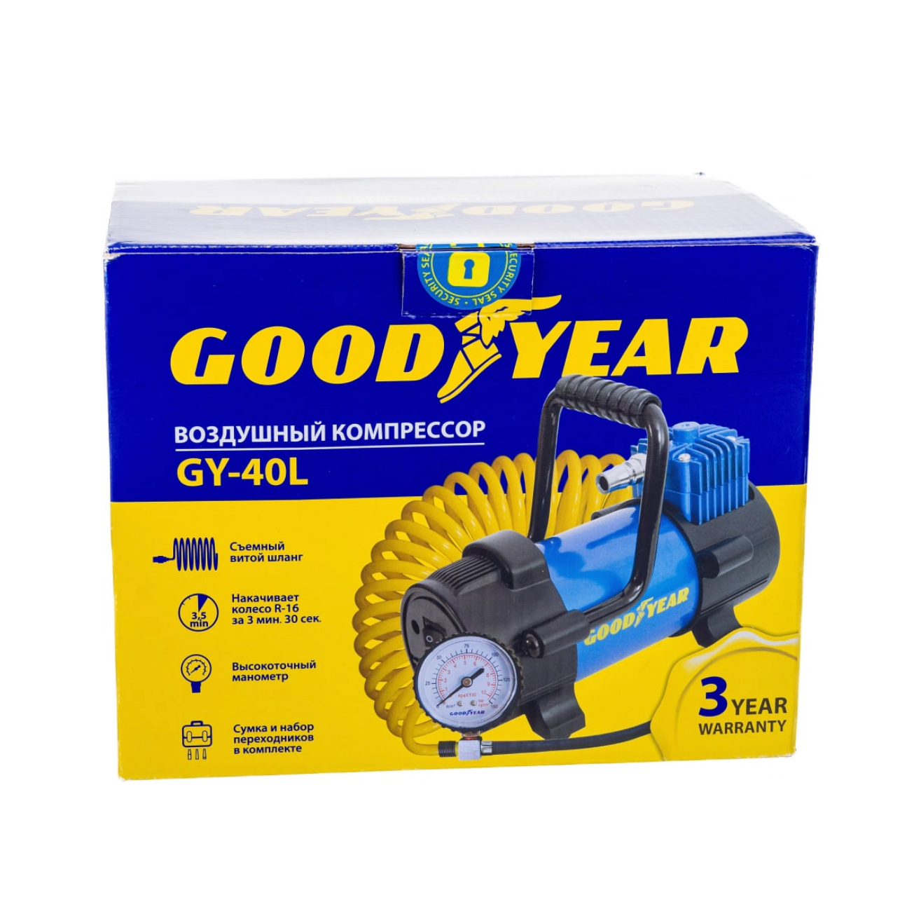 Воздушный Компрессор Goodyear Gy-40l 40 Л/Мин Со Съемной Ручкой, Съемный  Витой Шланг, Сумк - купить в romashkas, цена на Мегамаркет