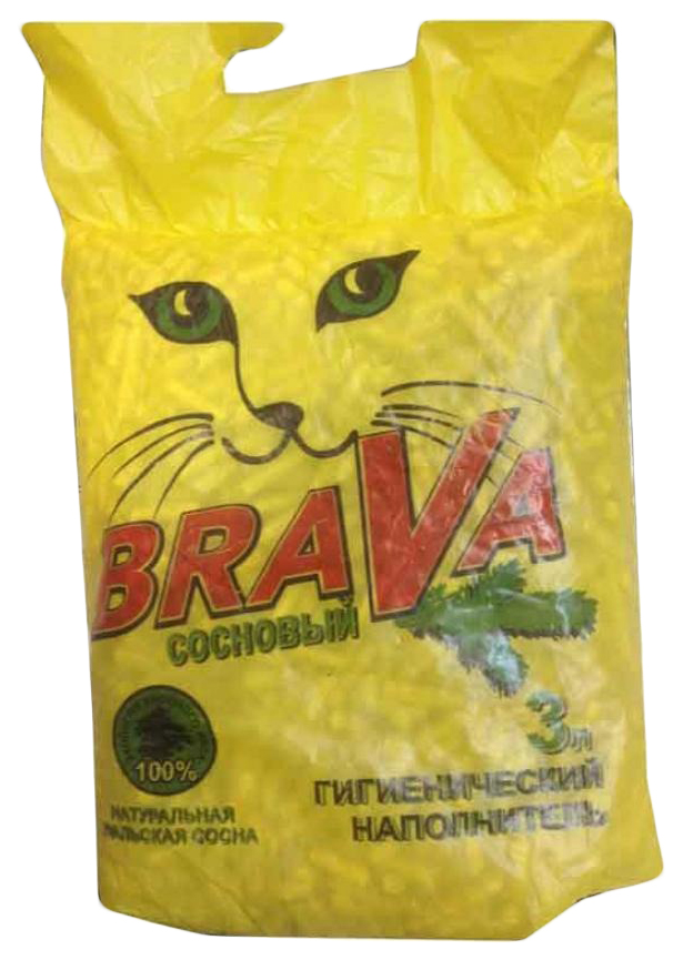 Впитывающий наполнитель для кошек Brava Сосновый древесный, 1.5 кг, 3 л