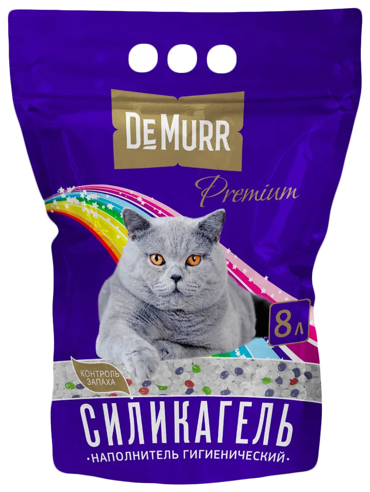 Впитывающий наполнитель для кошек DeMurr силикагелевый, 4 кг, 8 л