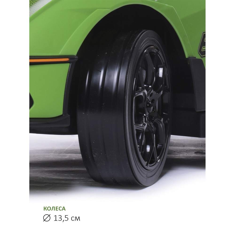 Каталка Baby Care Lamborghini кож. сиденье, рез. колёса, родительская ручка зелёный
