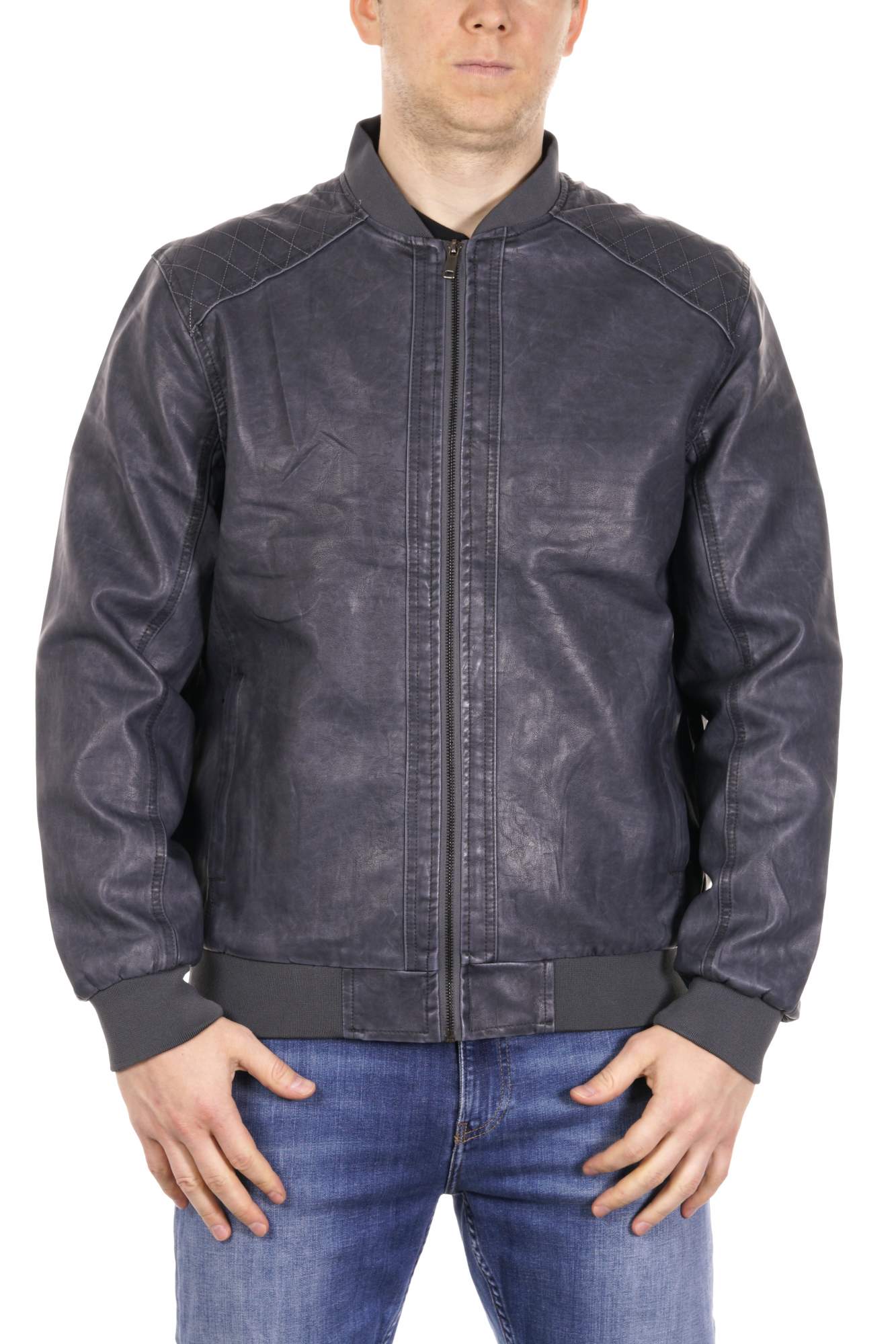 Кожаная куртка мужская PDONNA 8021857 синяя 52 RU – купить в Москве, цены в интернет-магазинах на Мегамаркет