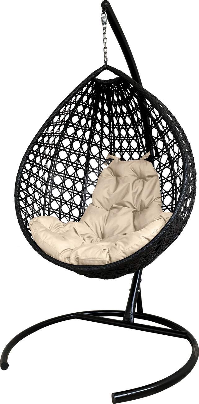 Подвесное кресло черный M-Group Капля Люкс 11030401 бежевая подушка - купить в Вендинг Партнер, цена на Мегамаркет