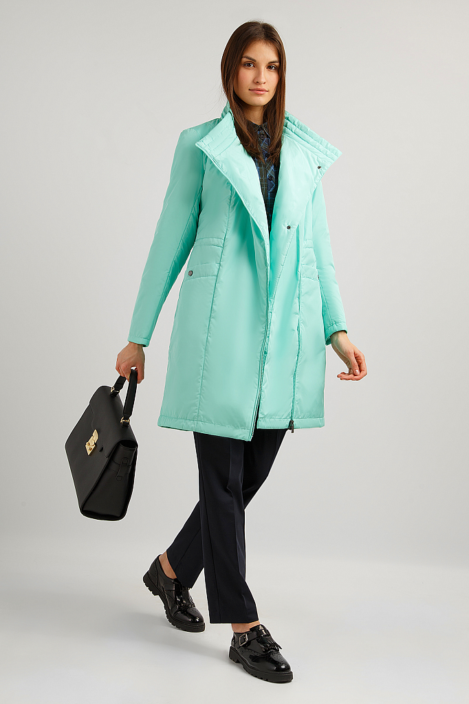 Пальто женское Finn Flare B19-11020 зеленое M