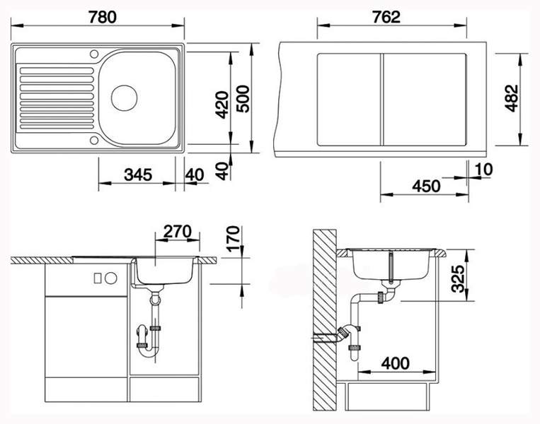 Мойка для кухни из нержавеющей стали blanco tipo 45 s compact 513441