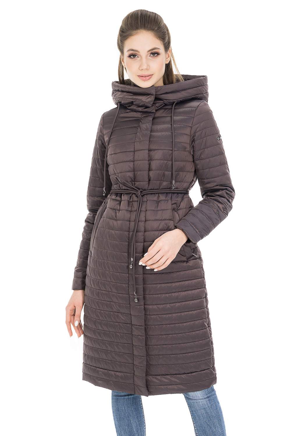 Пальто женское OHARA XC-20711 коричневое 44 RU