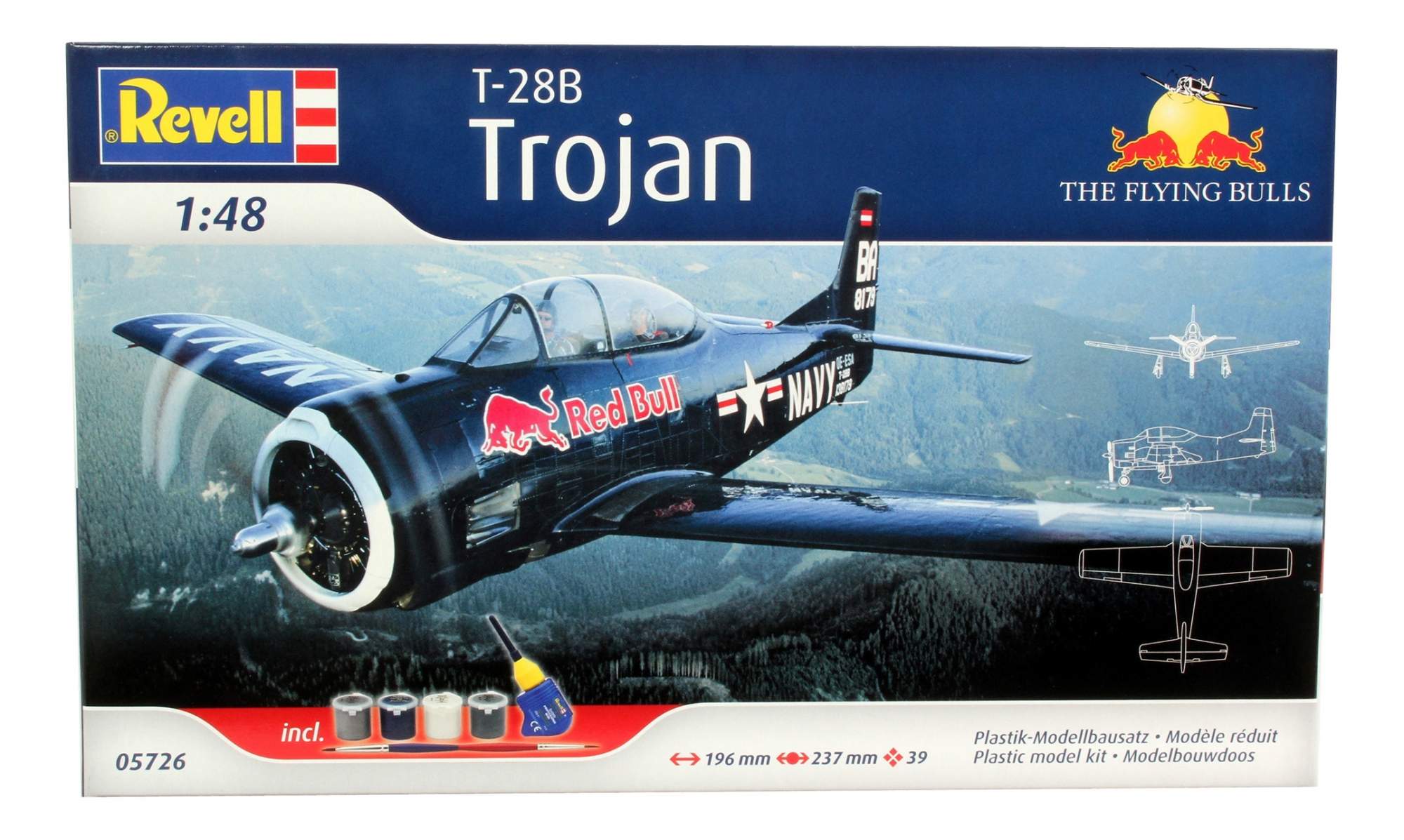 Подарочный набор самолет. Сборная модель Revell t-28 Trojan Flying bulls (05726) 1:48. Т-28 Троян ред Булл.